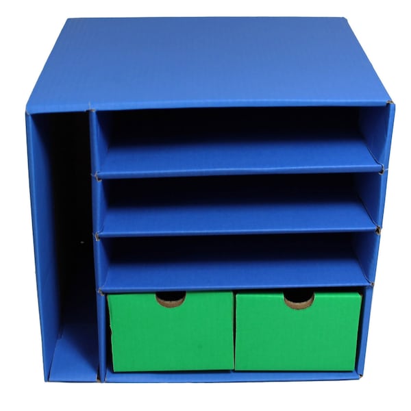 Classroom Keepers Management Center, 4 Slots and 2 Drawers, Blue